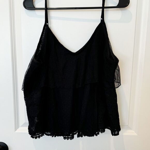 American Eagle Tiered Cropped Lace Fairycore Tank Top - Picture 3 of 8